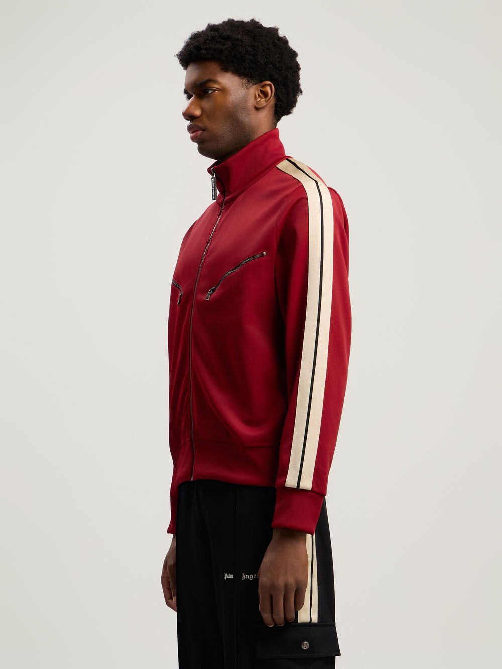 Curved Logo Zip-Up Track Jacket in RED - OFF WHITE for Men