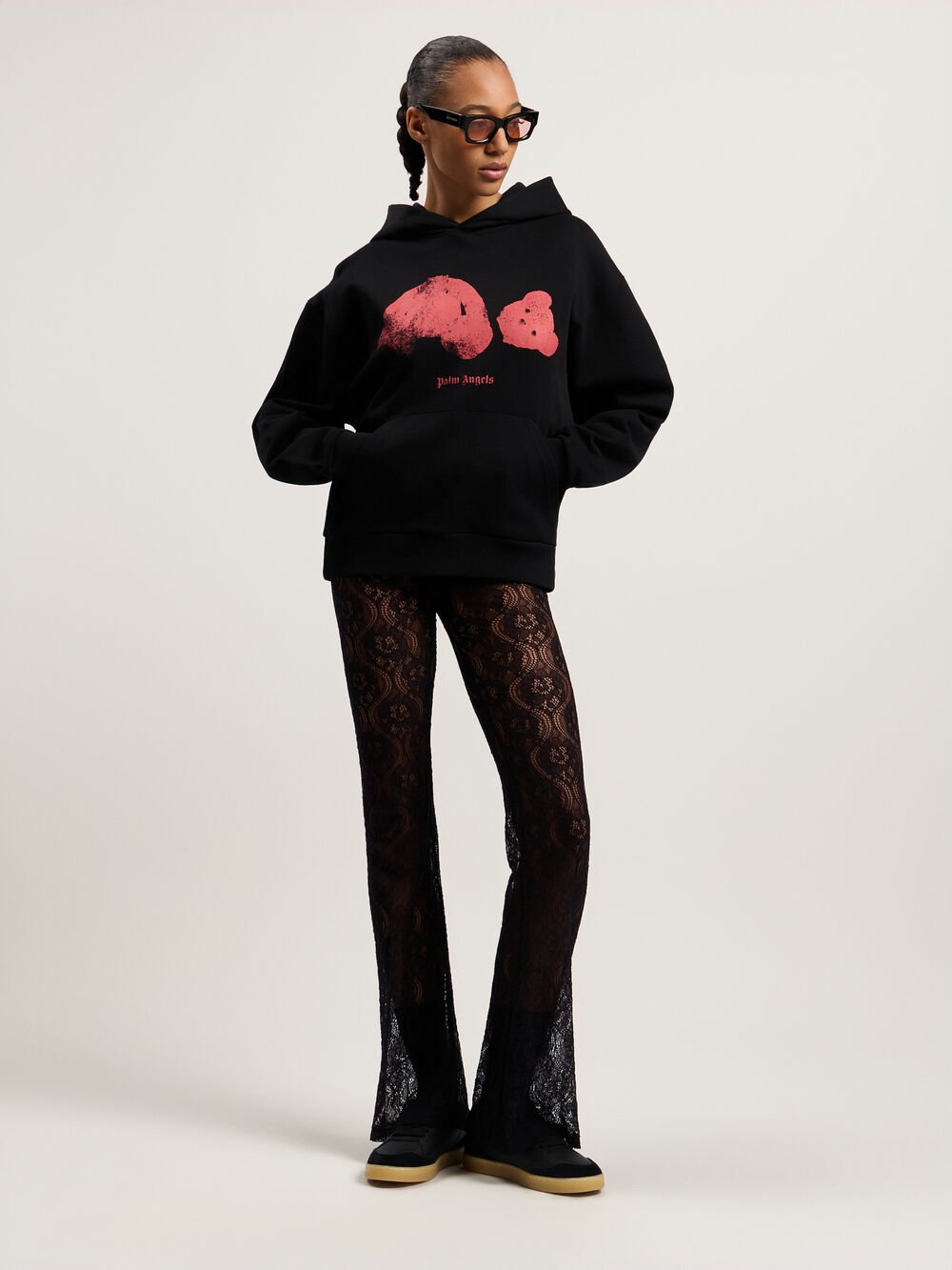 Spray Broken Bear Hoodie in Black/Pink for Men