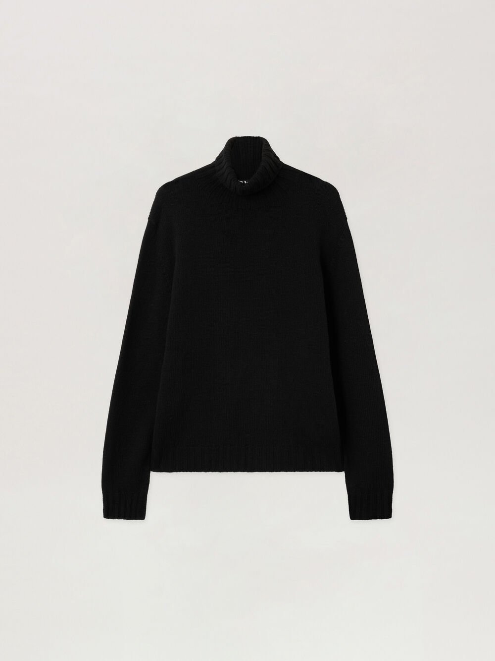 Curved Logo Tneck Sweater in BLACK WHITE for Men