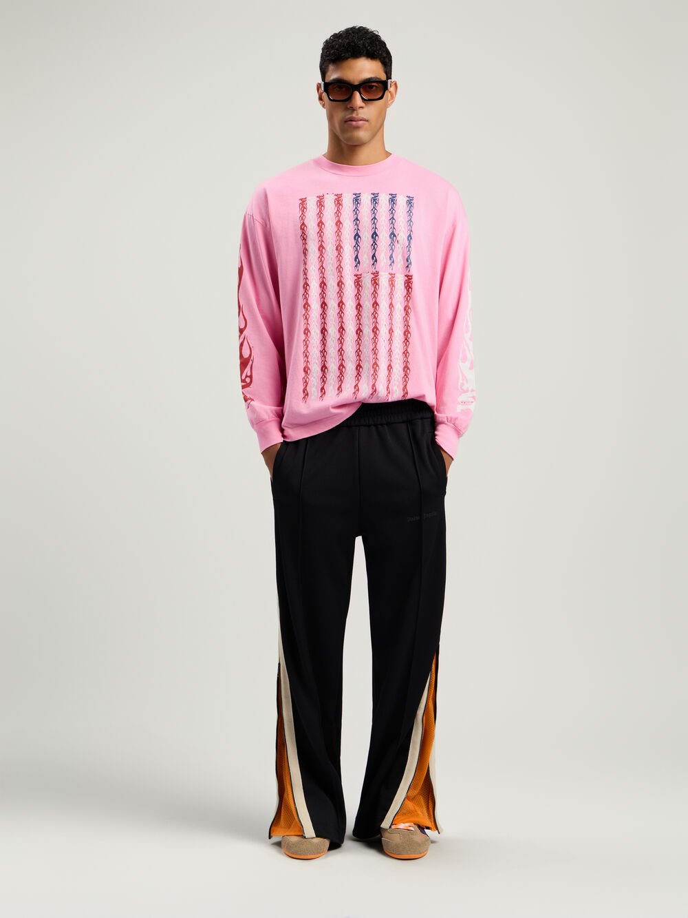 Performance Zip-Up Track Pants in BLACK - ORANGE for Men