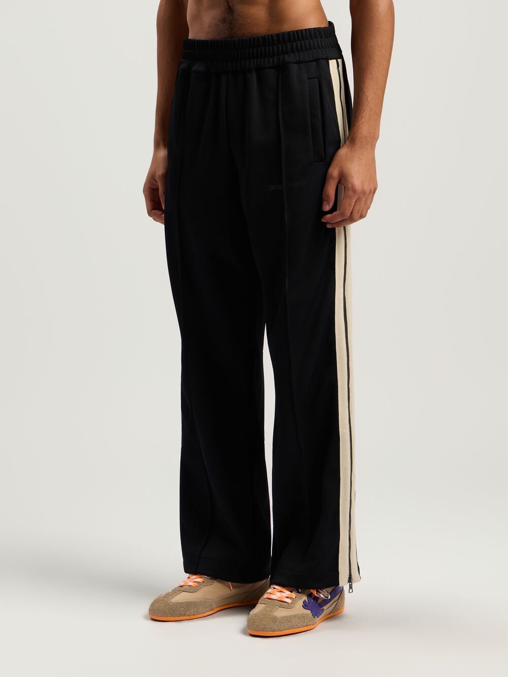 Performance Zip-Up Track Pants in BLACK - ORANGE for Men