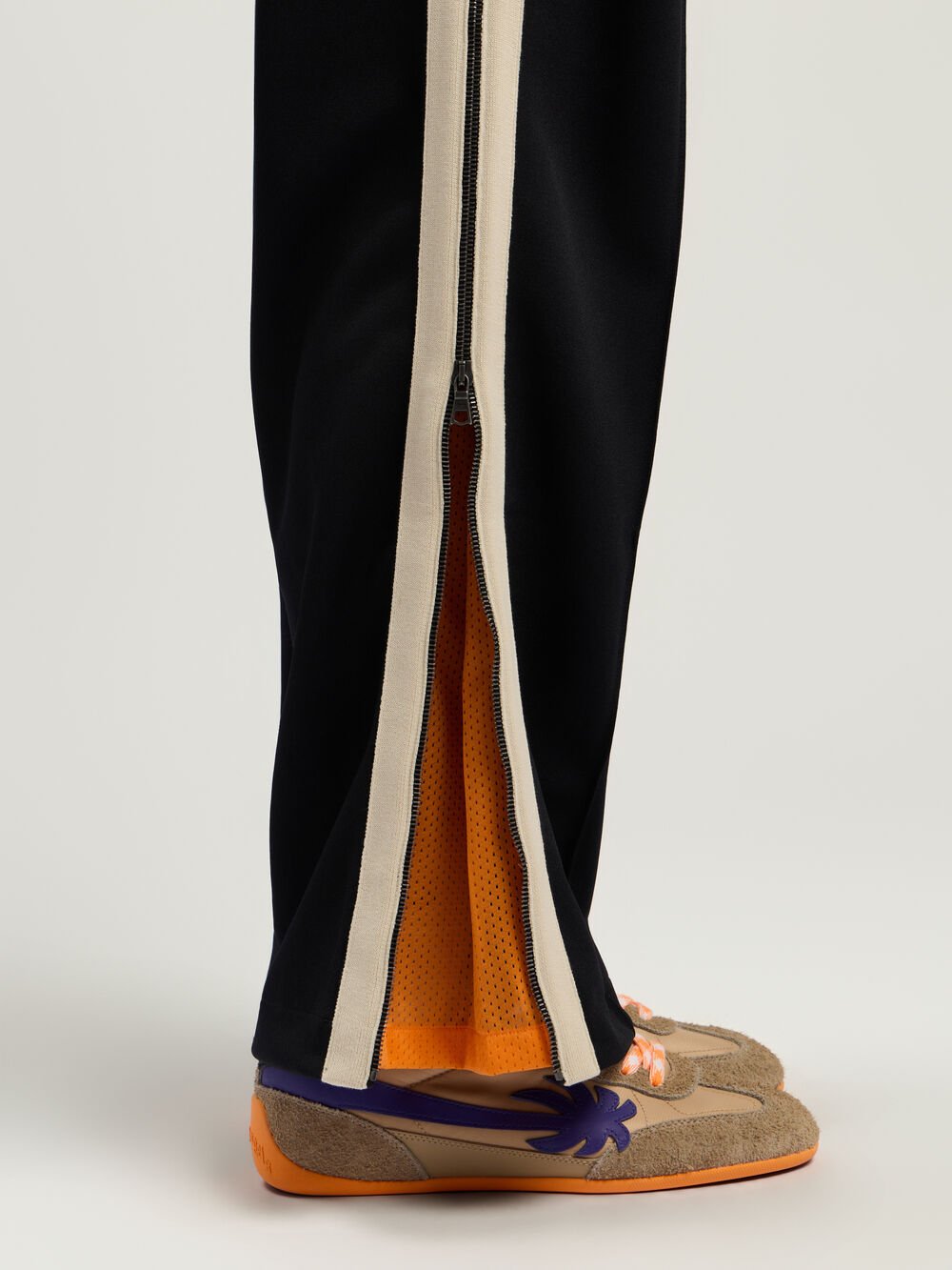 Performance Zip-Up Track Pants in BLACK - ORANGE for Men