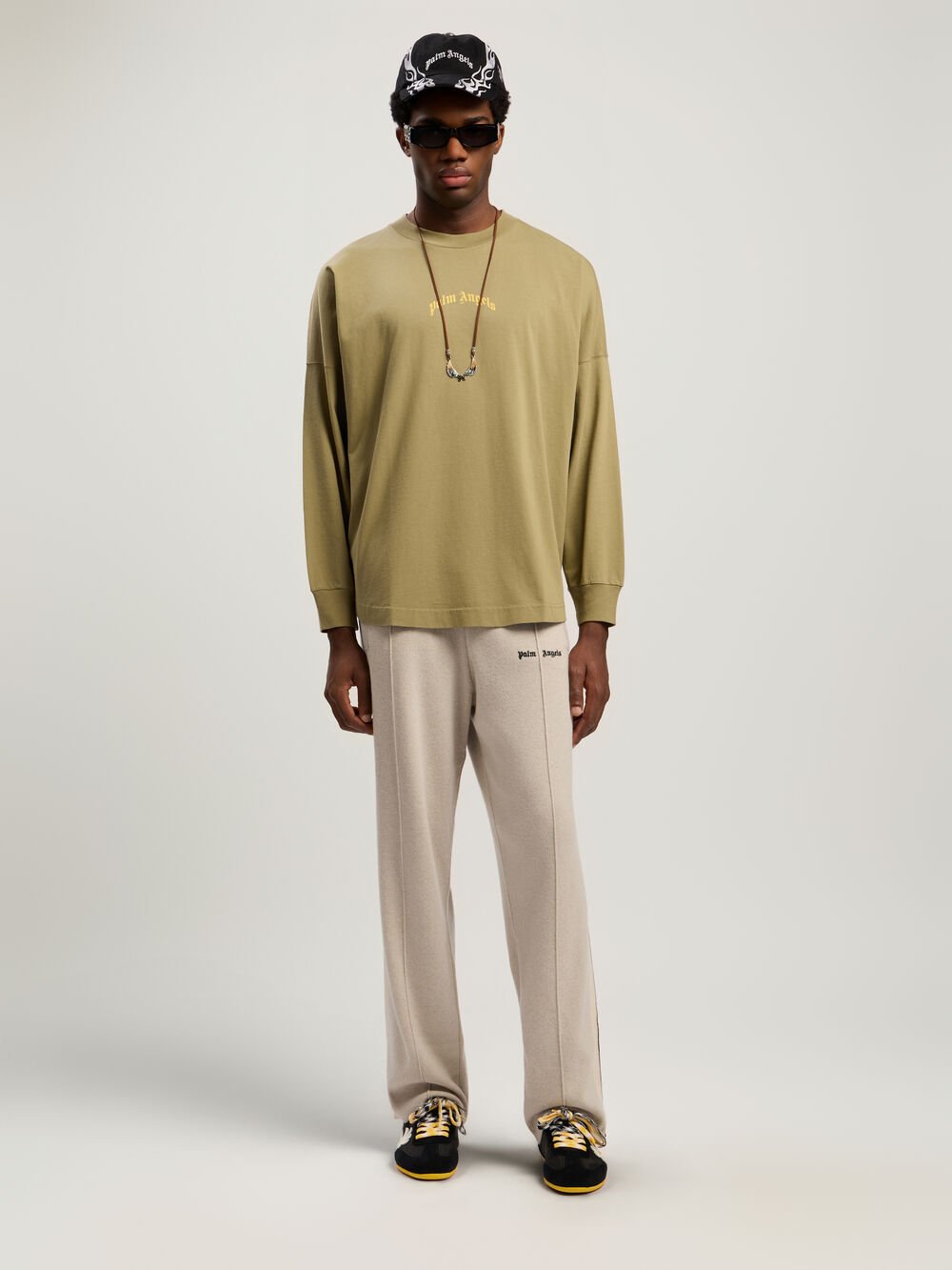 Classic Logo Knit Track Pants in LIGHT BEIGE - BLACK for Men