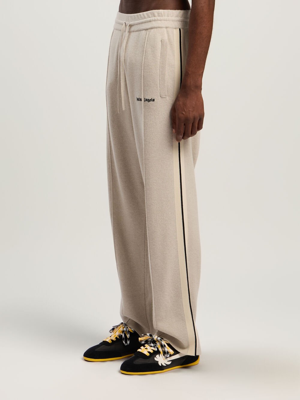 Classic Logo Knit Track Pants in LIGHT BEIGE - BLACK for Men