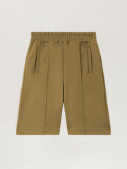 Back Curved Logo Track Shorts in ARMY GREEN - OFF WHITE for Men