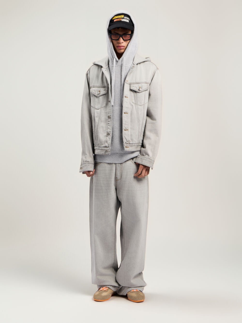 Curved Logo Denim Jacket in LIGHT GREY - GREY MELANGE for Men