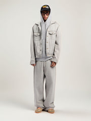 Curved Logo Denim Jacket in LIGHT GREY - GREY MELANGE for Men