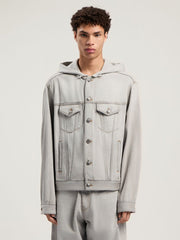 Curved Logo Denim Jacket in LIGHT GREY - GREY MELANGE for Men