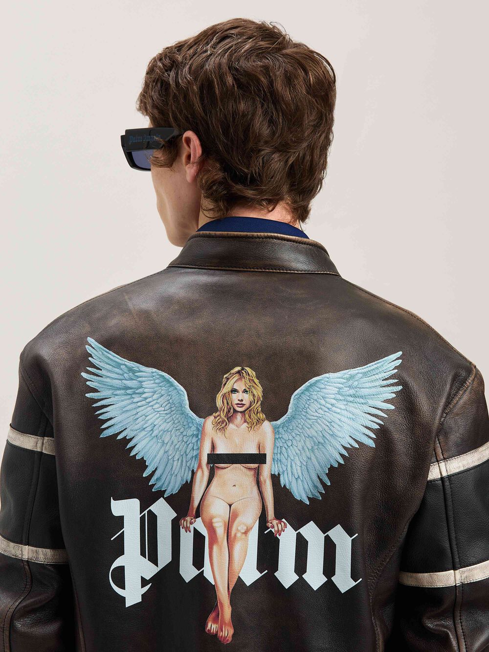 CRYSTAL PIN UP LEATHER BIKER BROWN - OFF in BROWN - OFF WHITE for Men