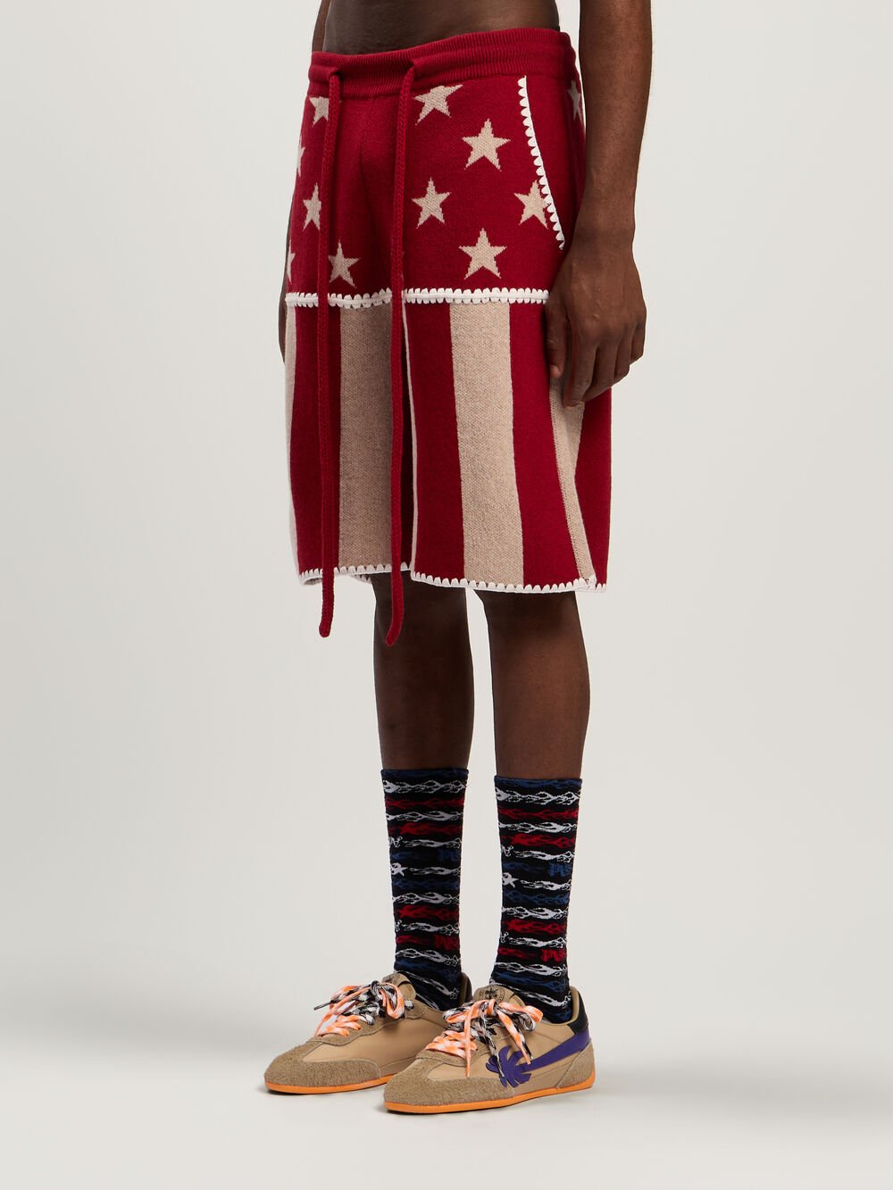 Stars and Stripes Shorts in RED - ECRU for Men