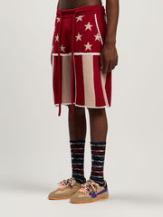 Stars and Stripes Shorts in RED - ECRU for Men