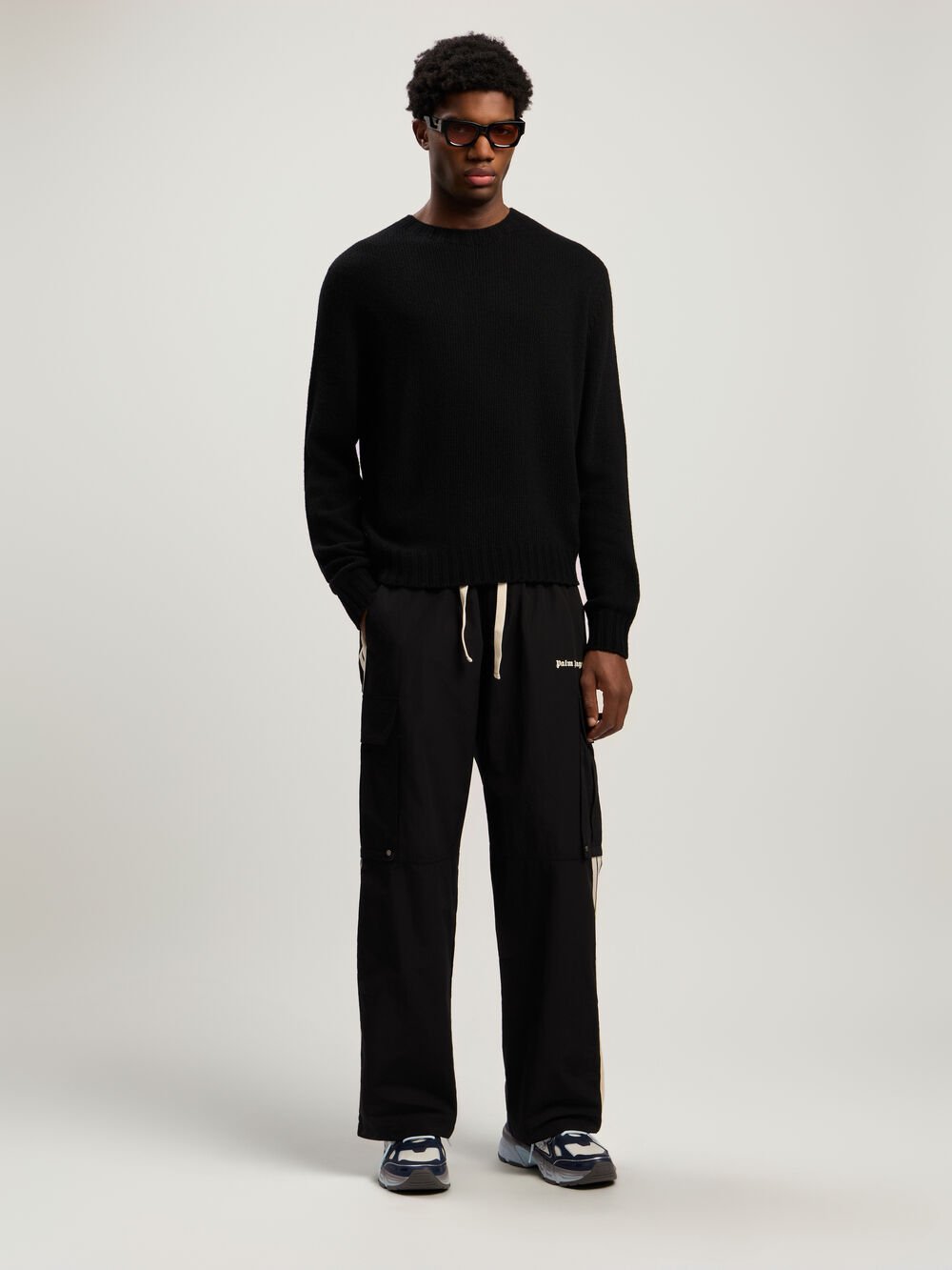 Curved Logo Sweater in BLACK - RED for Men