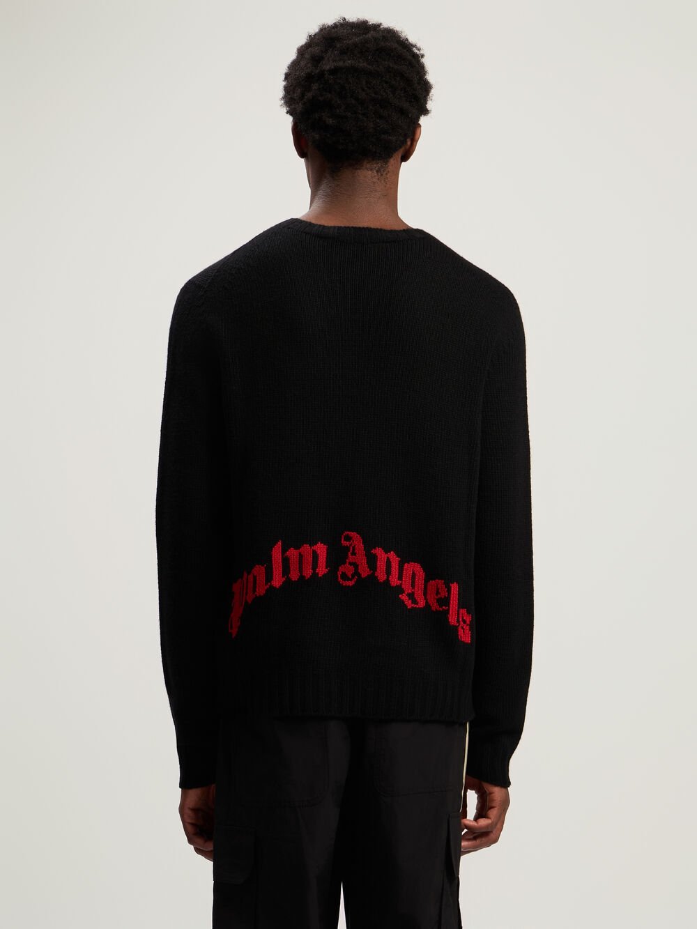 Curved Logo Sweater in BLACK - RED for Men