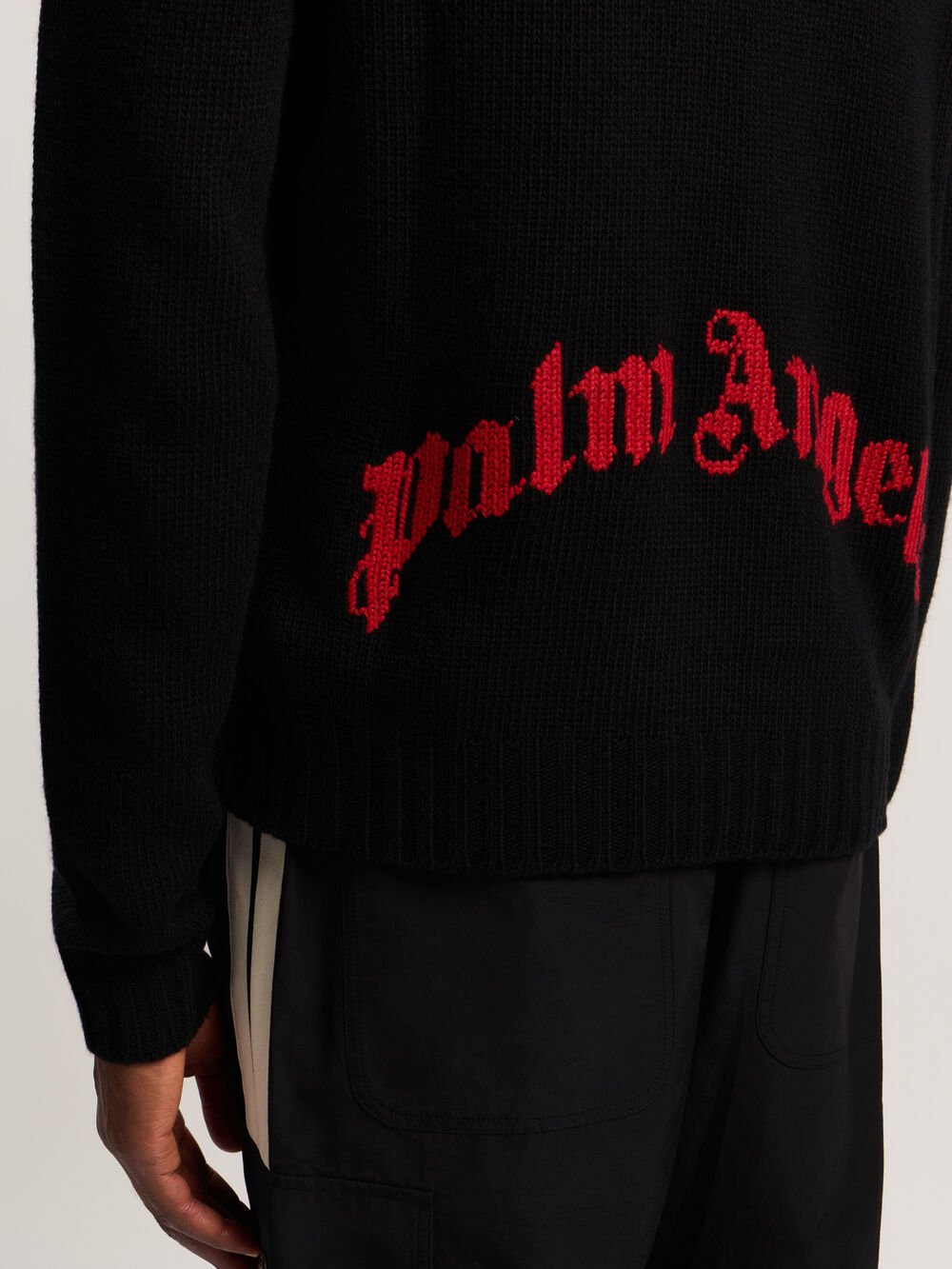 Curved Logo Sweater in BLACK - RED for Men