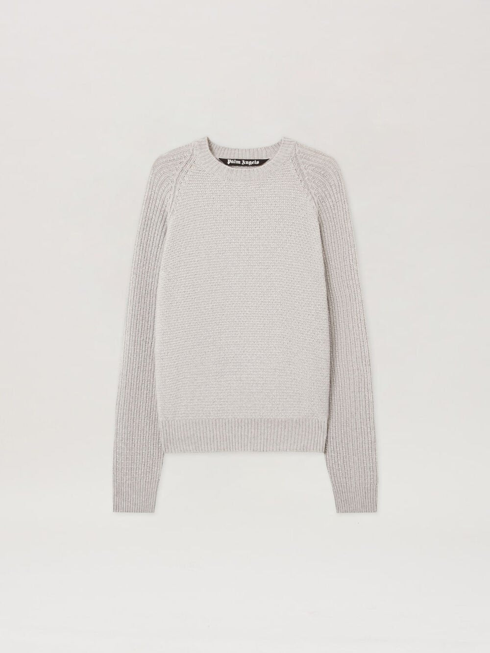 Curved Logo Ribbed Sweater in GREY MELANGE - OFF WHITE for Men