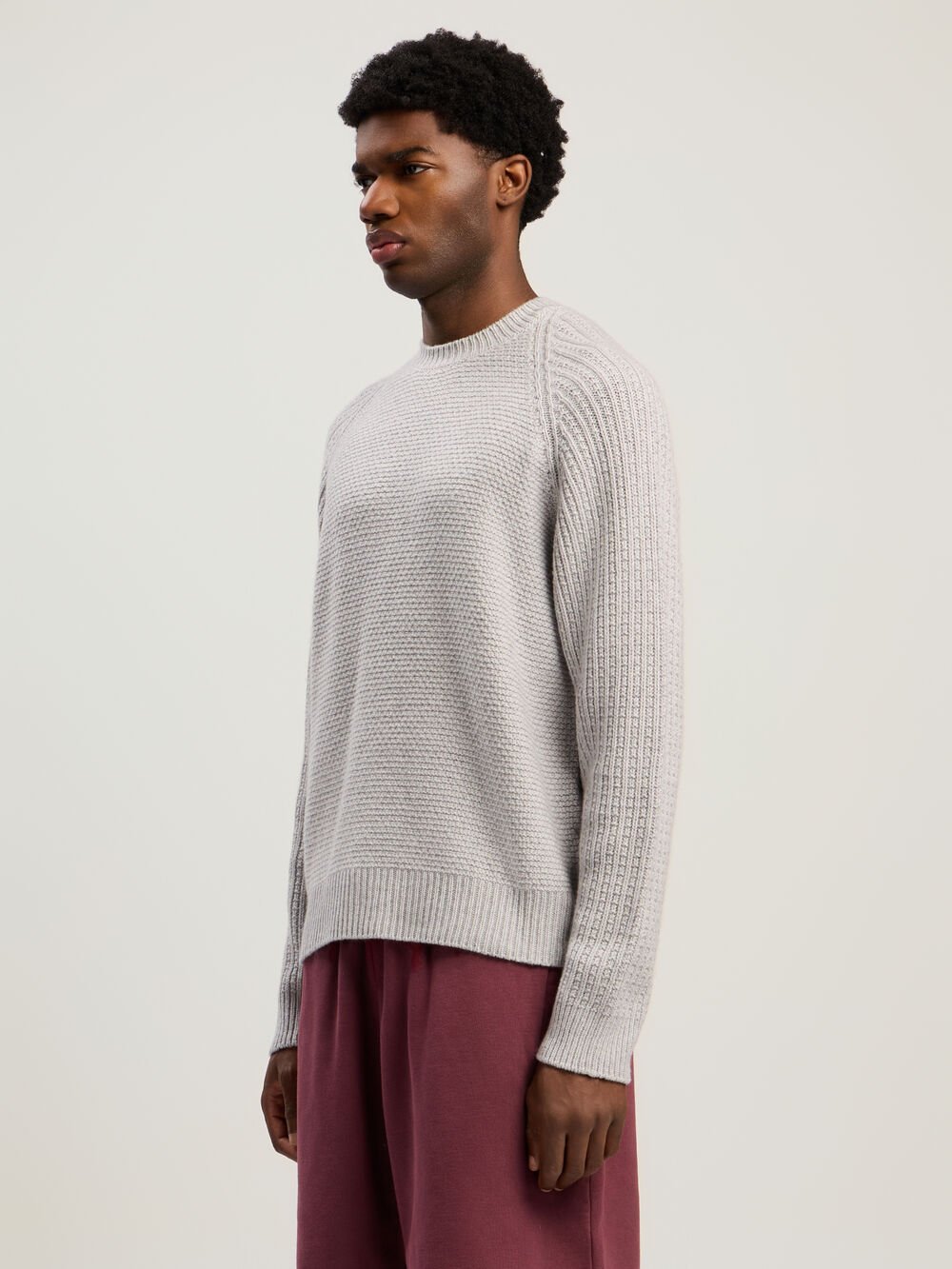 Curved Logo Ribbed Sweater in GREY MELANGE - OFF WHITE for Men