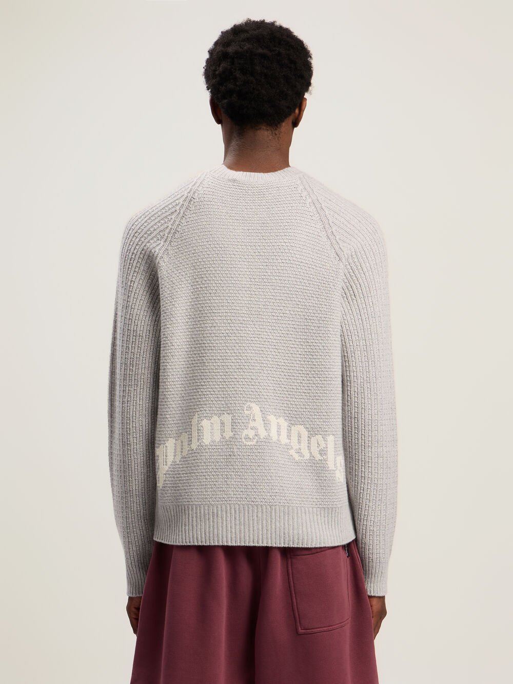 Curved Logo Ribbed Sweater in GREY MELANGE - OFF WHITE for Men