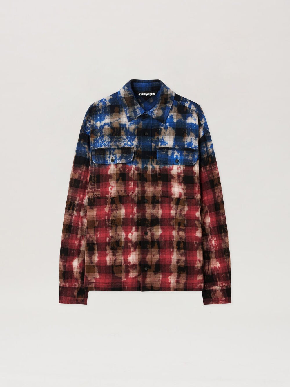 Curved Logo Check Shirt in BLUE - RED for Men