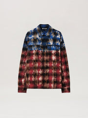 Curved Logo Check Shirt in BLUE - RED for Men