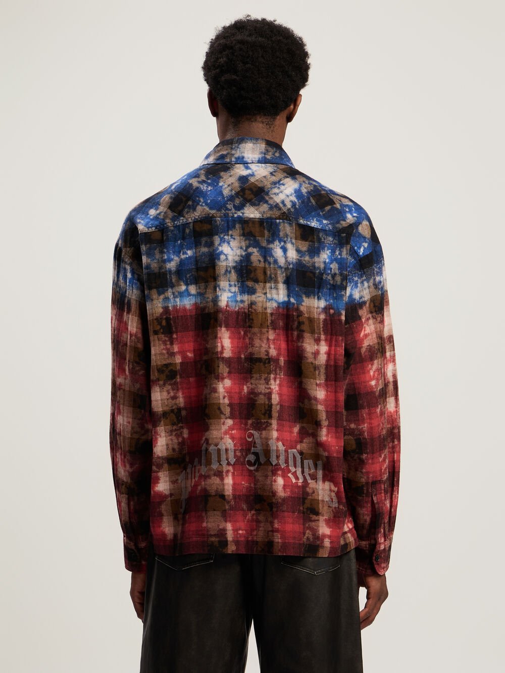 Curved Logo Check Shirt in BLUE - RED for Men
