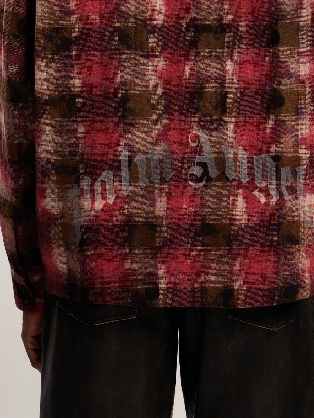 Curved Logo Check Shirt in BLUE - RED for Men