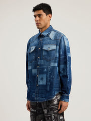 PaxLaTimes Denim Shirt in MEDIUM BLUE - DUSTY BLUE for Men