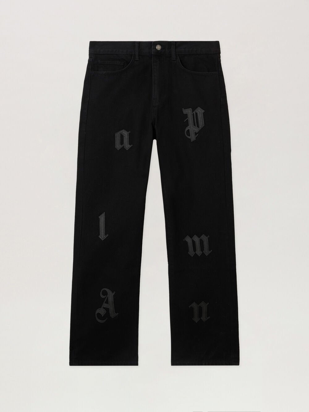 Logo Patch Straight Jeans in BLACK - BLACK for Men