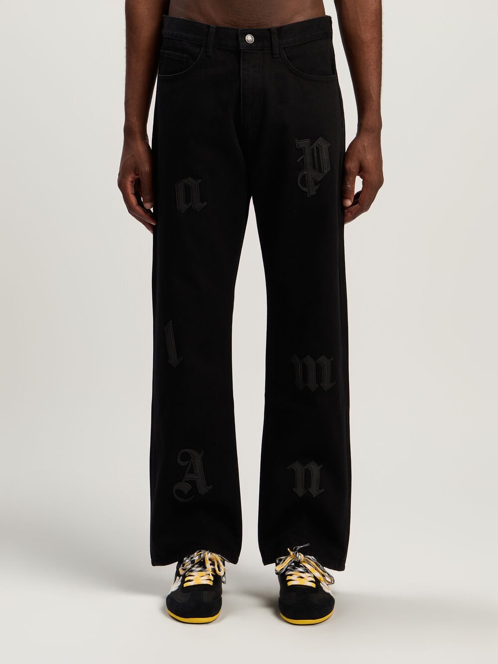 Logo Patch Straight Jeans in BLACK - BLACK for Men