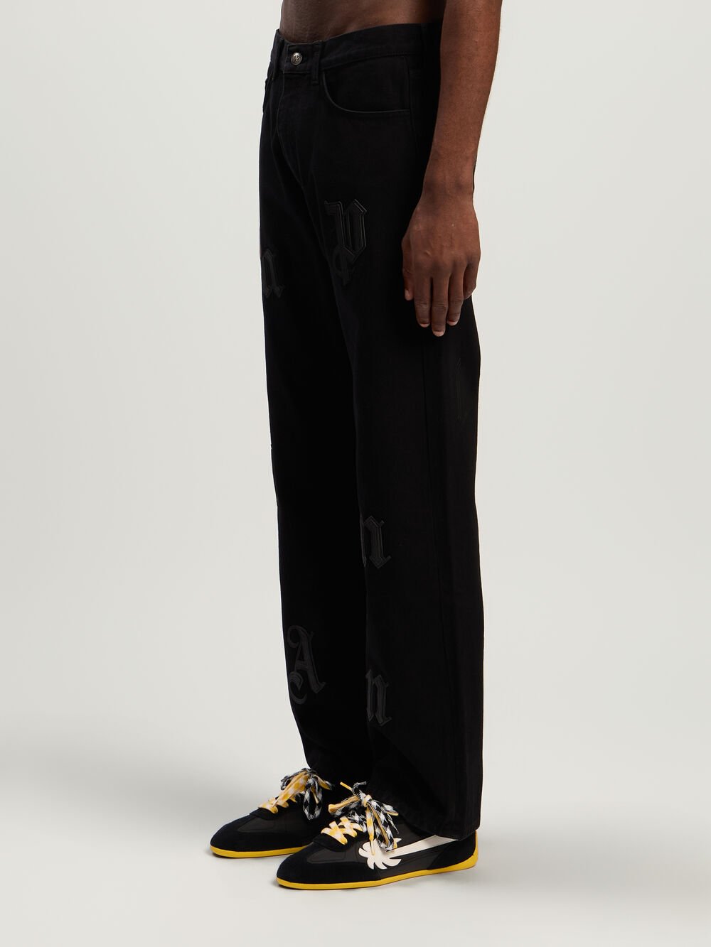 Logo Patch Straight Jeans in BLACK - BLACK for Men