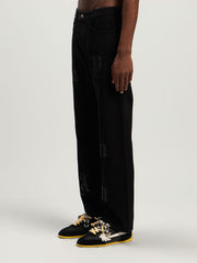 Logo Patch Straight Jeans in BLACK - BLACK for Men