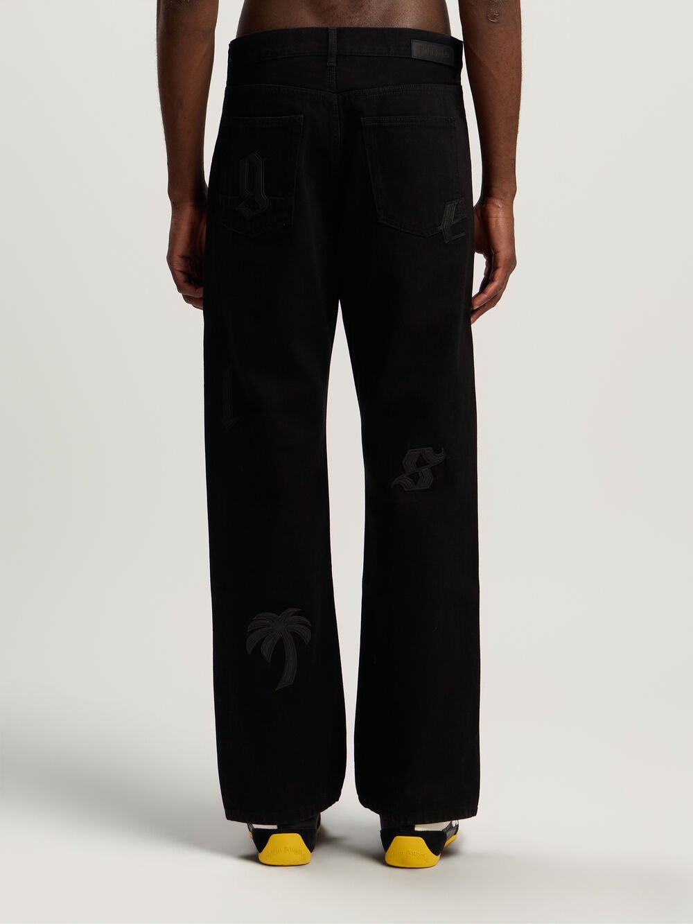 Logo Patch Straight Jeans in BLACK - BLACK for Men