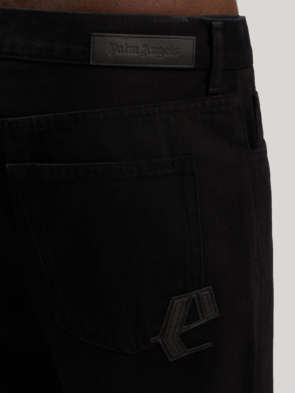Logo Patch Straight Jeans in BLACK - BLACK for Men