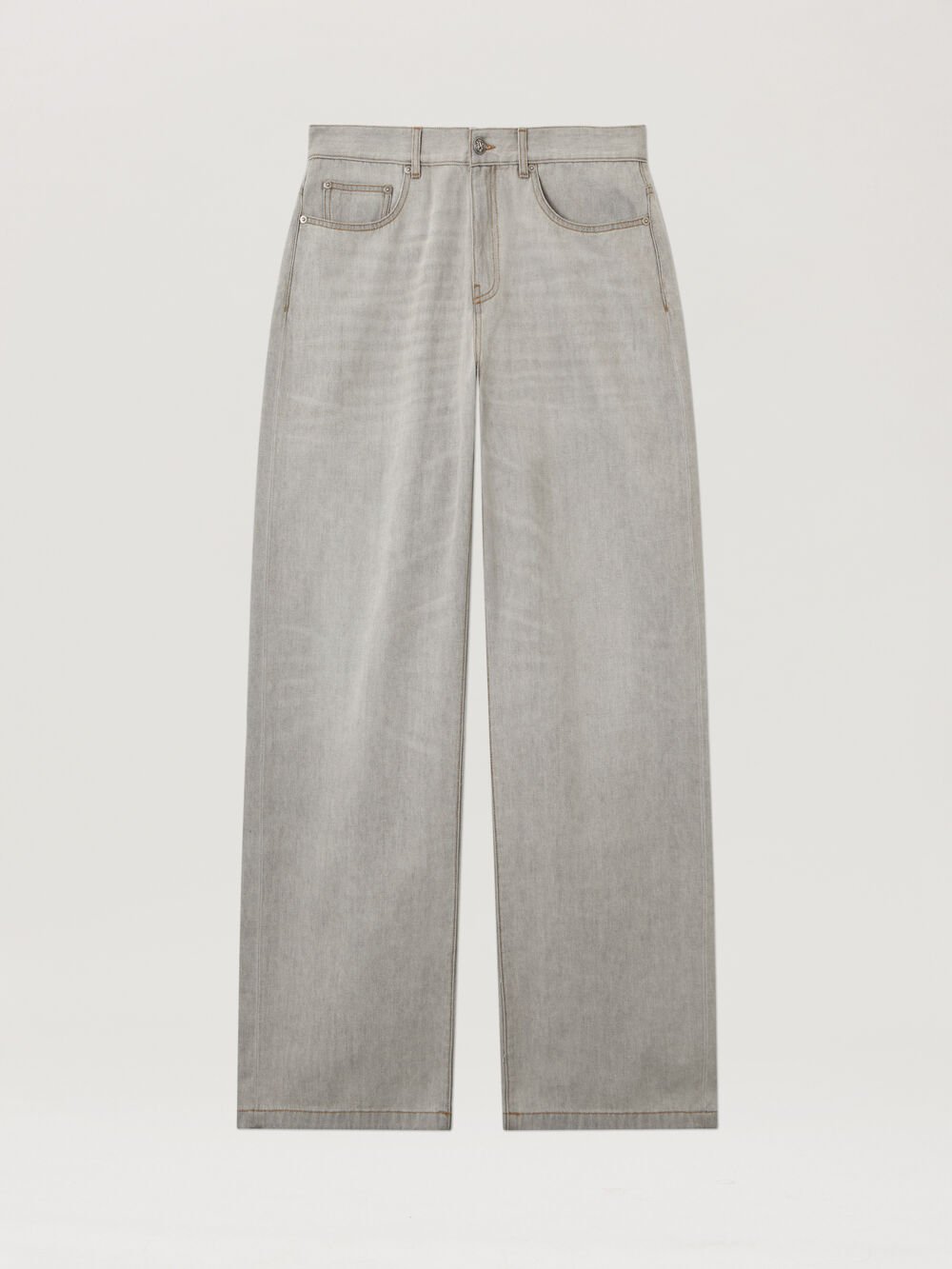 Curved Logo Loose Denim Pants in LIGHT GREY - LIGHT GREY for Men