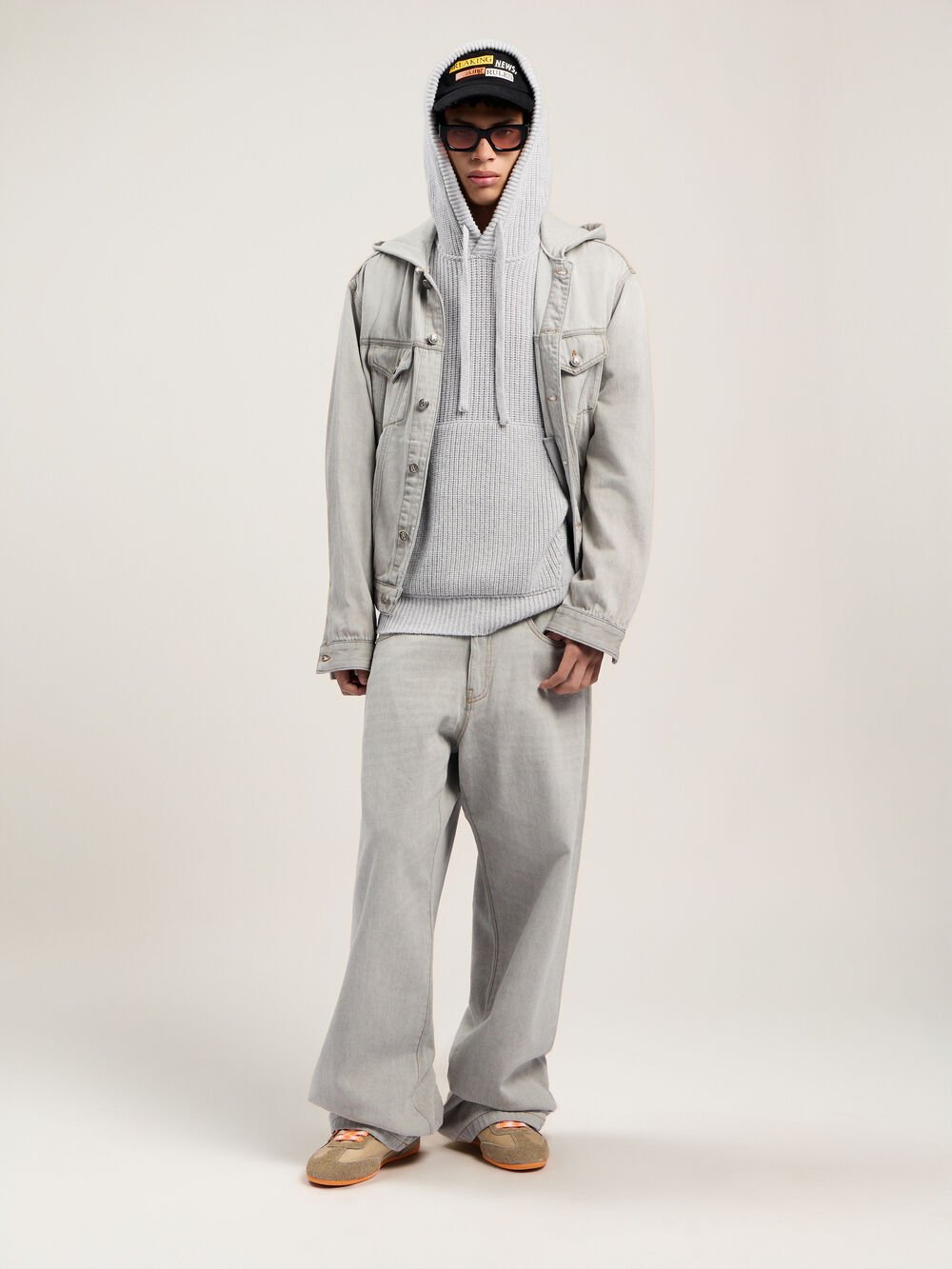 Curved Logo Loose Denim Pants in LIGHT GREY - LIGHT GREY for Men