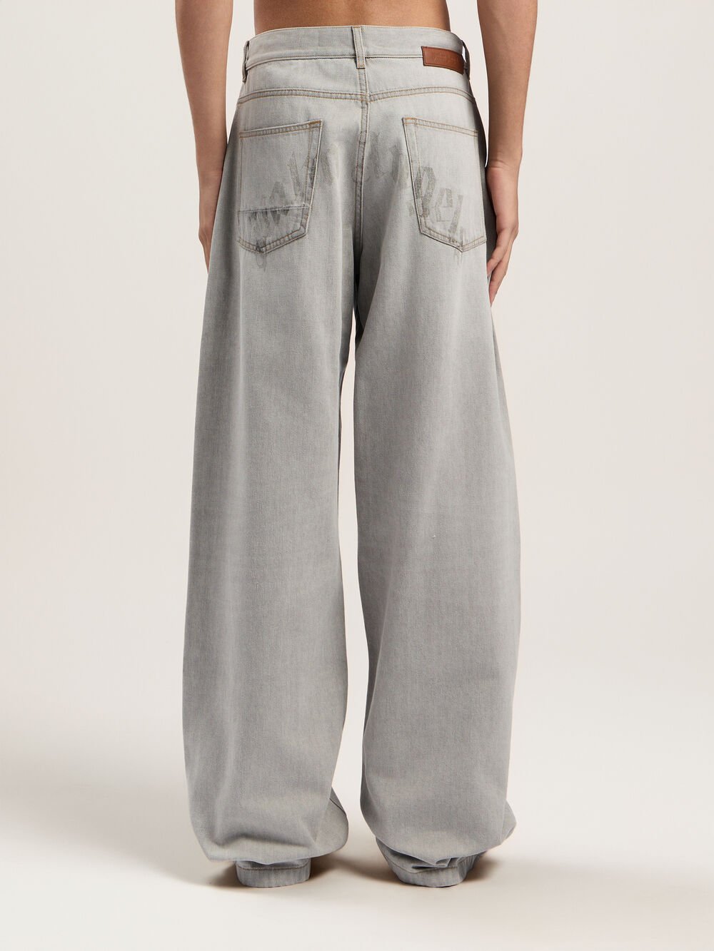 Curved Logo Loose Denim Pants in LIGHT GREY - LIGHT GREY for Men