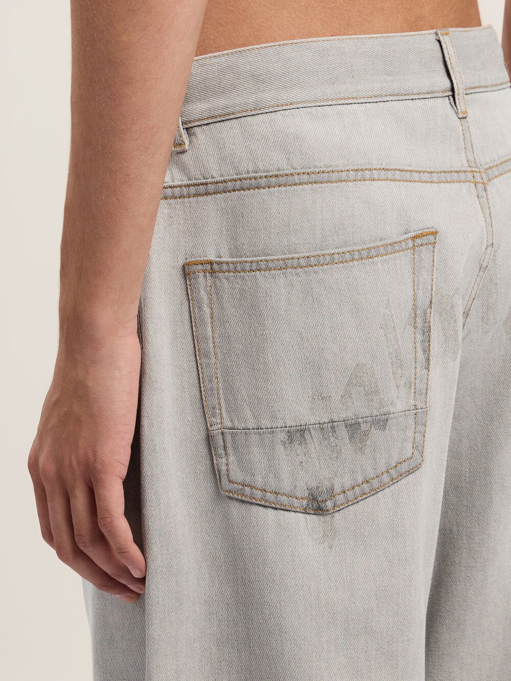 Curved Logo Loose Denim Pants in LIGHT GREY - LIGHT GREY for Men