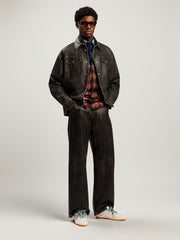 Curved Logo Coated Pants in DARK GREY - BLACK for Men