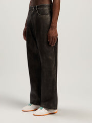 Curved Logo Coated Pants in DARK GREY - BLACK for Men