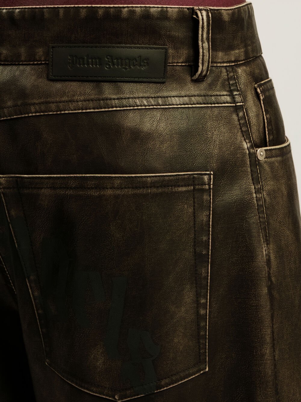 Curved Logo Coated Pants in DARK GREY - BLACK for Men