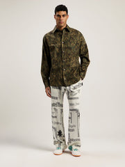 Dollar Print Wide-Leg Pants in IVORY - BLACK for Men