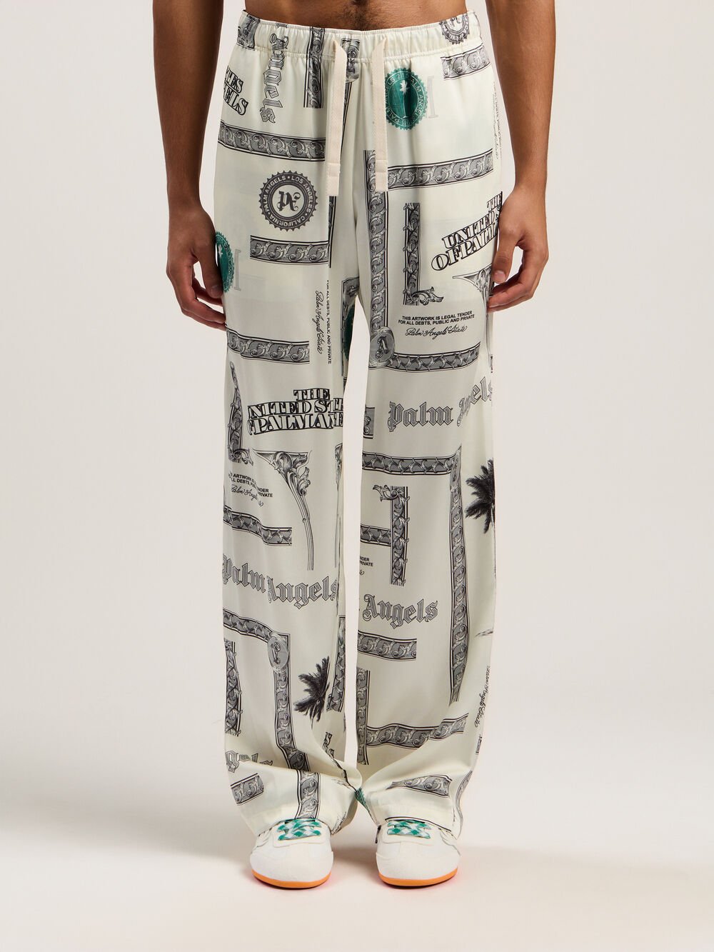 Dollar Print Wide-Leg Pants in IVORY - BLACK for Men