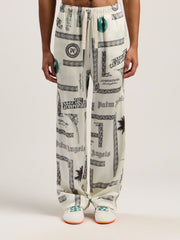 Dollar Print Wide-Leg Pants in IVORY - BLACK for Men