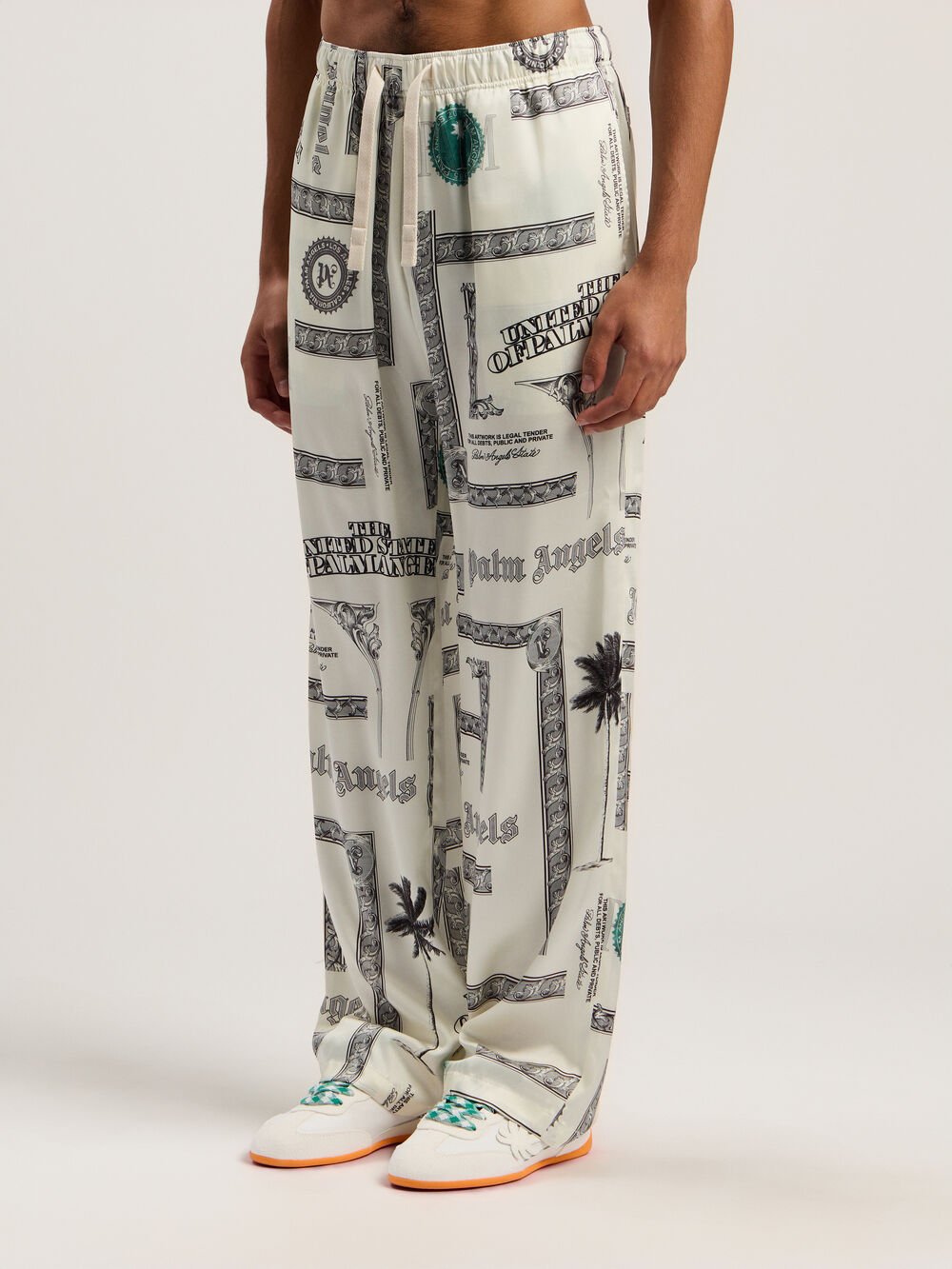 Dollar Print Wide-Leg Pants in IVORY - BLACK for Men