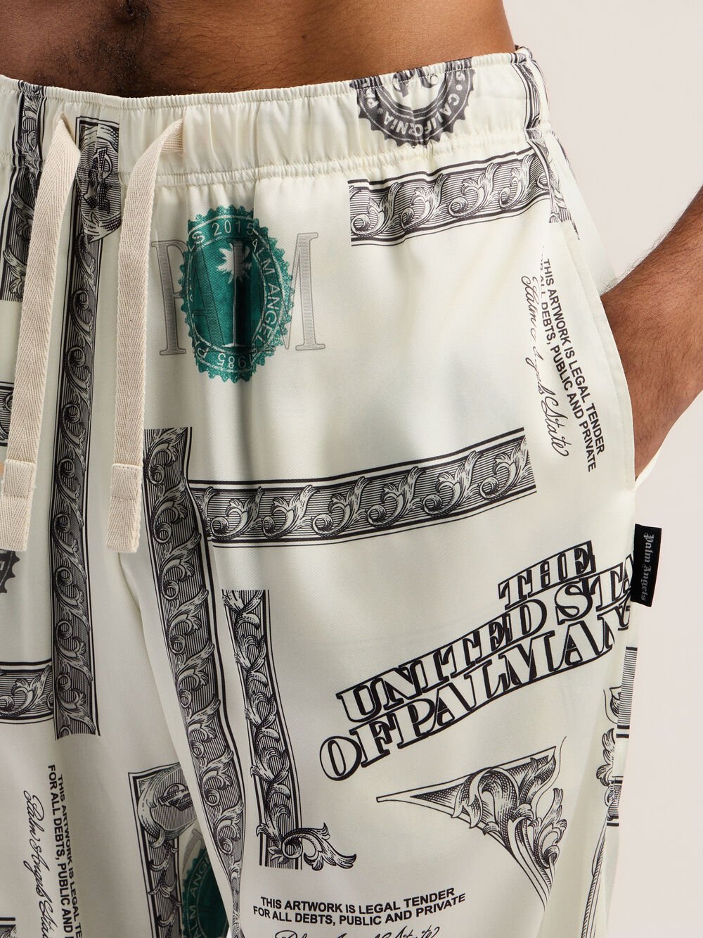 Dollar Print Wide-Leg Pants in IVORY - BLACK for Men