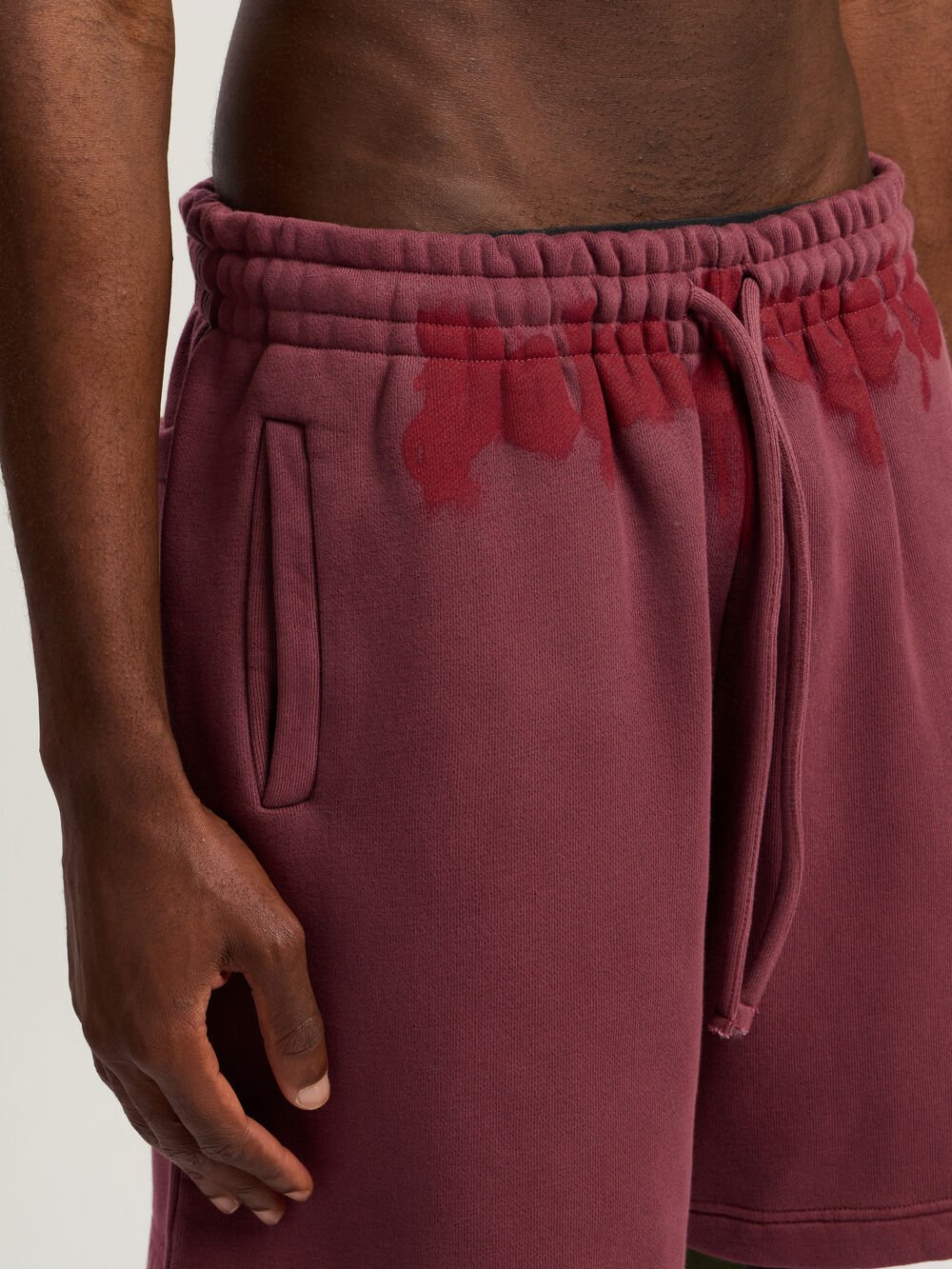 Spray Waist Logo Sweatshorts in BURGUNDY - RED for Men