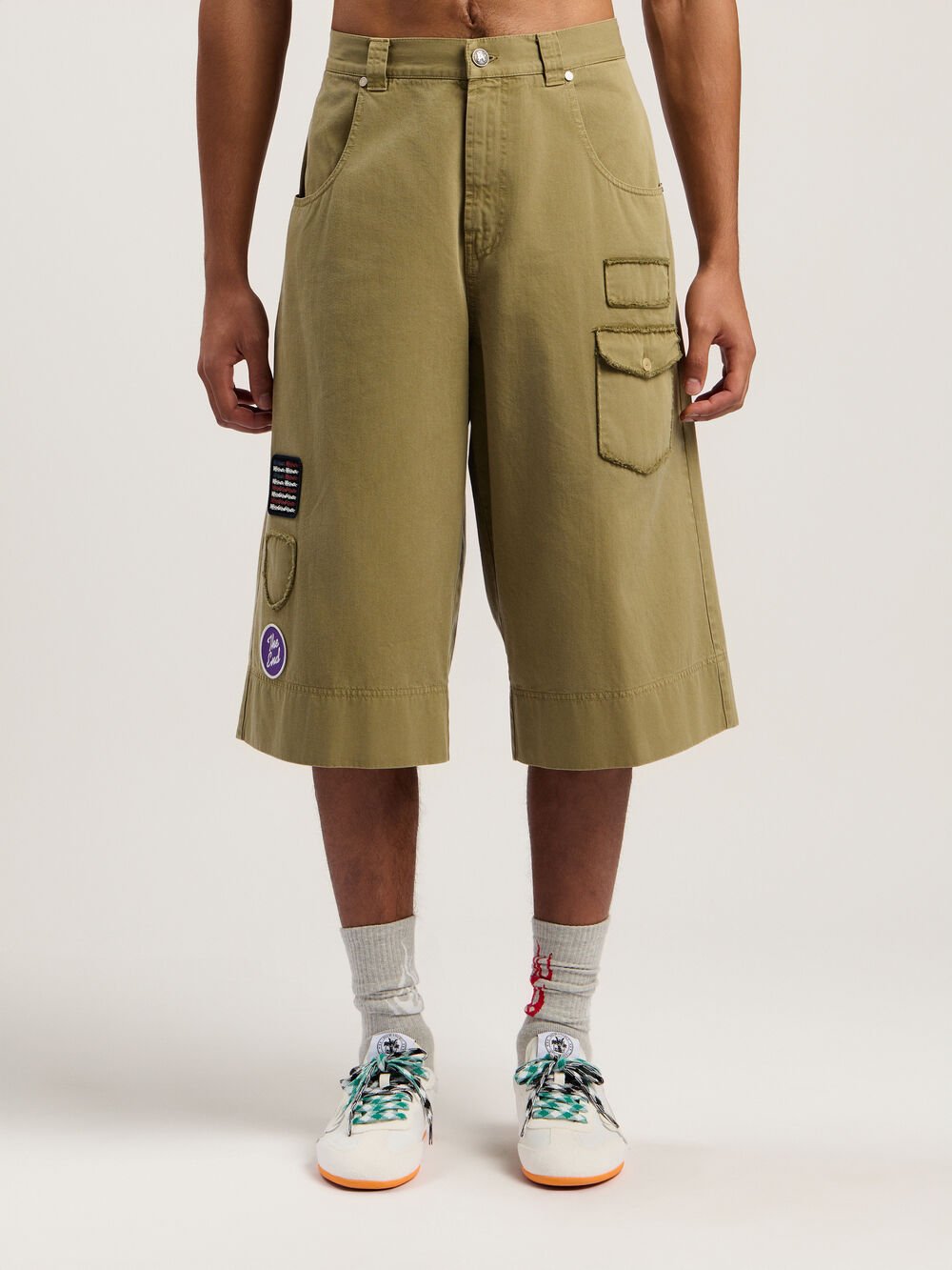 Military Patch Bermuda Shorts in ARMY GREEN - MULTICOLOR for Men