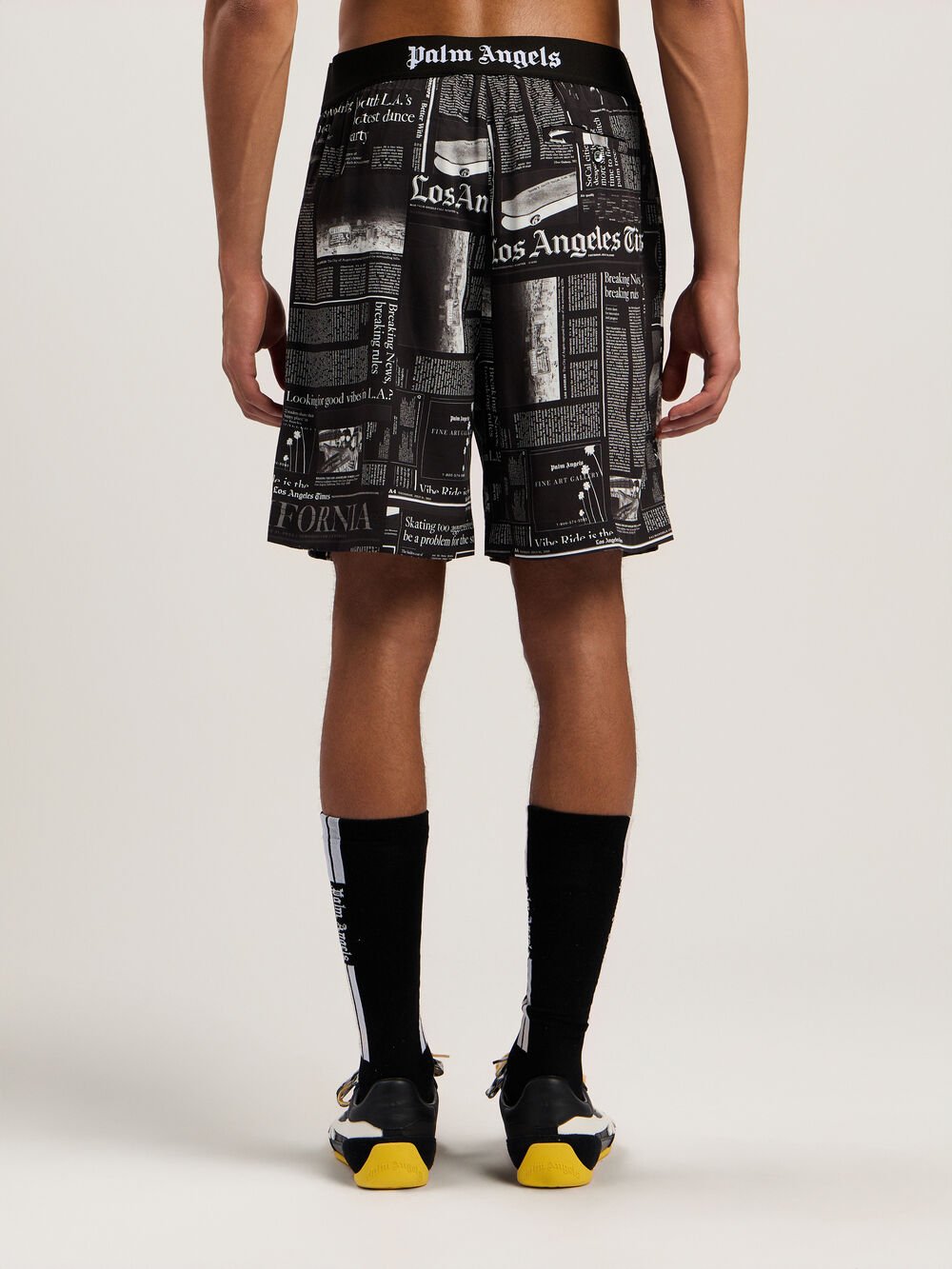 PaxLaTimes Drawstring Shorts in BLACK - OFF WHITE for Men