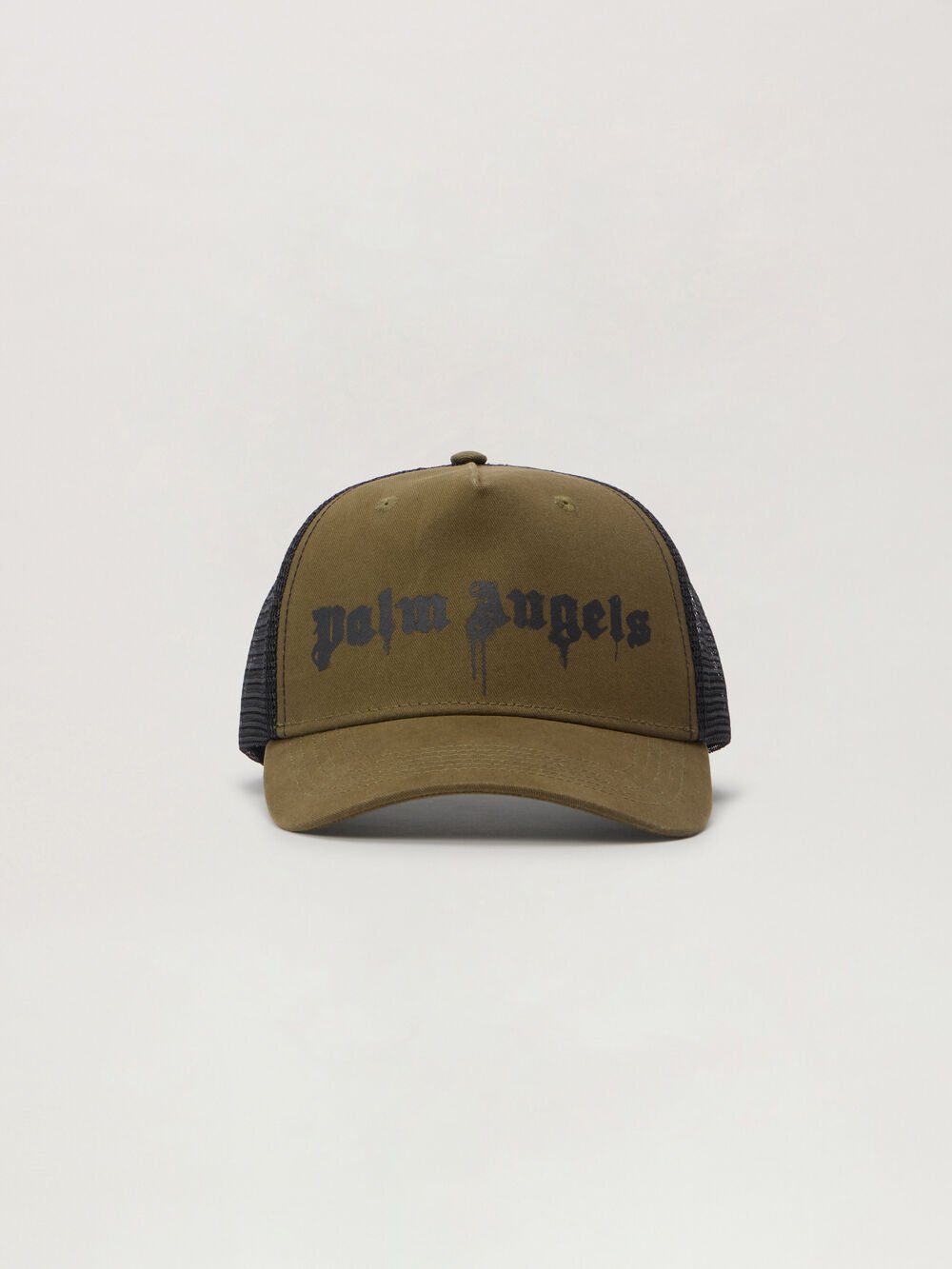 Spray Logo Trucker Cap in ARMY GREEN - BLACK for Men