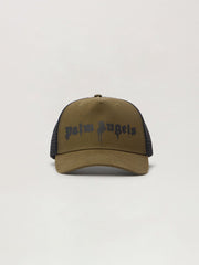 Spray Logo Trucker Cap in ARMY GREEN - BLACK for Men