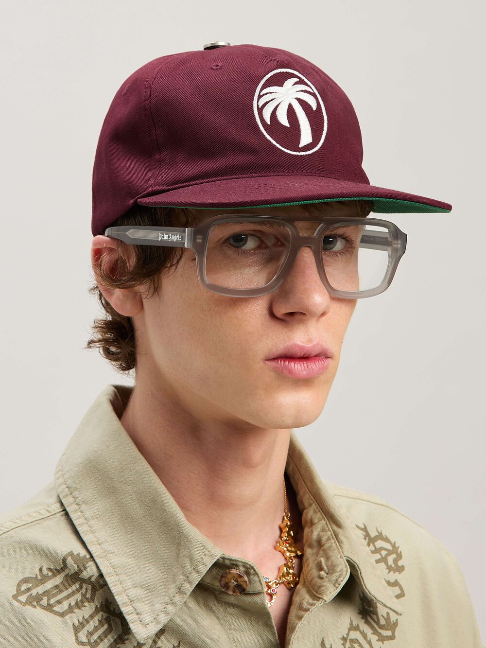 OVAL PALM CAP in BURGUNDY - OFF WHITE for Men